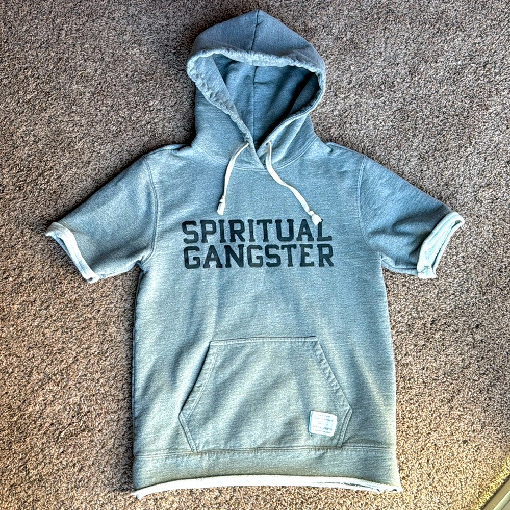 Vintage Spiritual Gangster cut off hoody sweatshirt, thick & weighty, Sz. Small